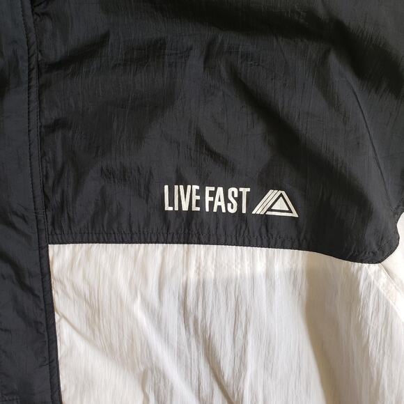 VTG Windbreaker Jacket Live Fast Men XL Stefano Ripstop Outdoor Mock Neck Bomber - Picture 3 of 9